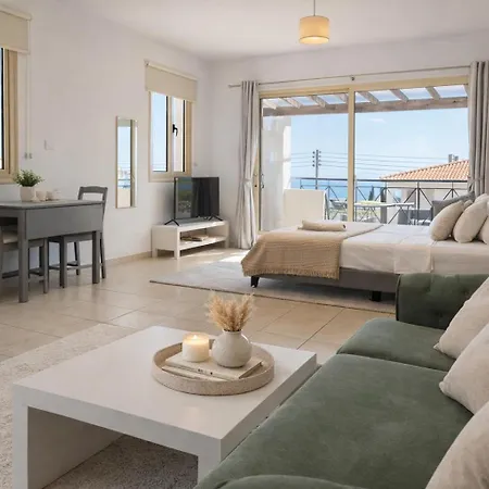 In Peaceful Village With Pool, Balcony Hillside And Sea Views Apartment Peyia